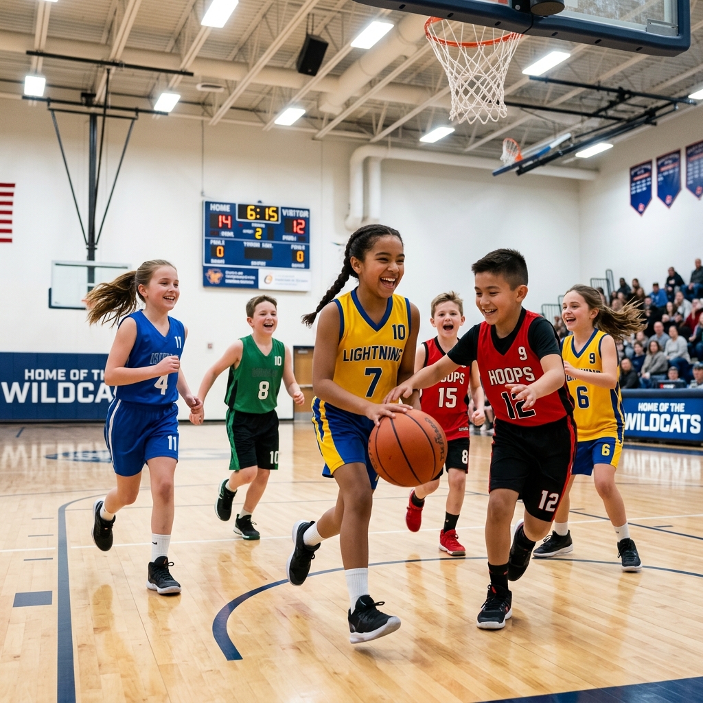 Kids playing basketball